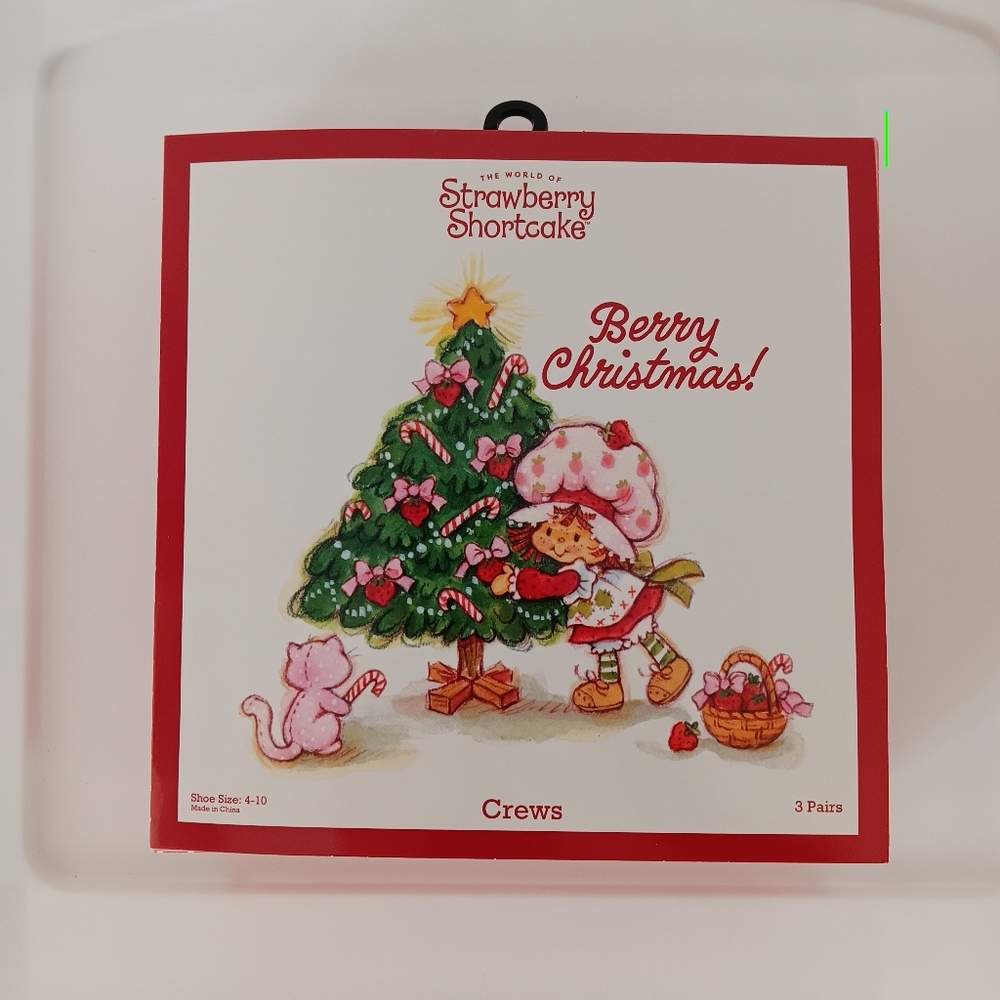 Strawberry Shortcake Socks Gift Set Fleece Crew 3 Pack Size 4 - 10 Pink Red